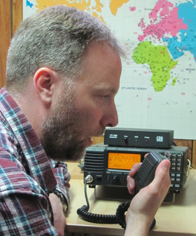 Derek with ham radio